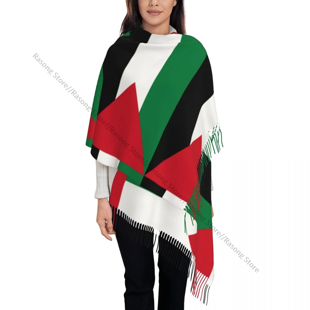 

Tassel Scarf Large 196*68cm Pashmina Winter Warm Shawl Wrap Bufanda Female Flag Of Palestine Cashmere Scarves