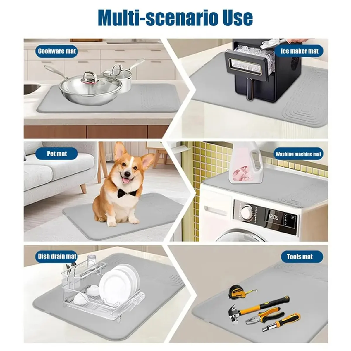 

Силиконовый коврик для кофе, 2025+, силиконовый противоскользящий коврик для кофеварки, 23,6 х 15,7 дюймов, дренажный термостойкий коврик для кофеварки