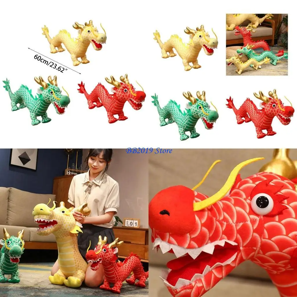 

Q0KB Stuffed Doll Loong Cotton Soft Toy Chinese Dragon Gift Decorated Cushion Stuffed Animal Chinese Dragon Figure