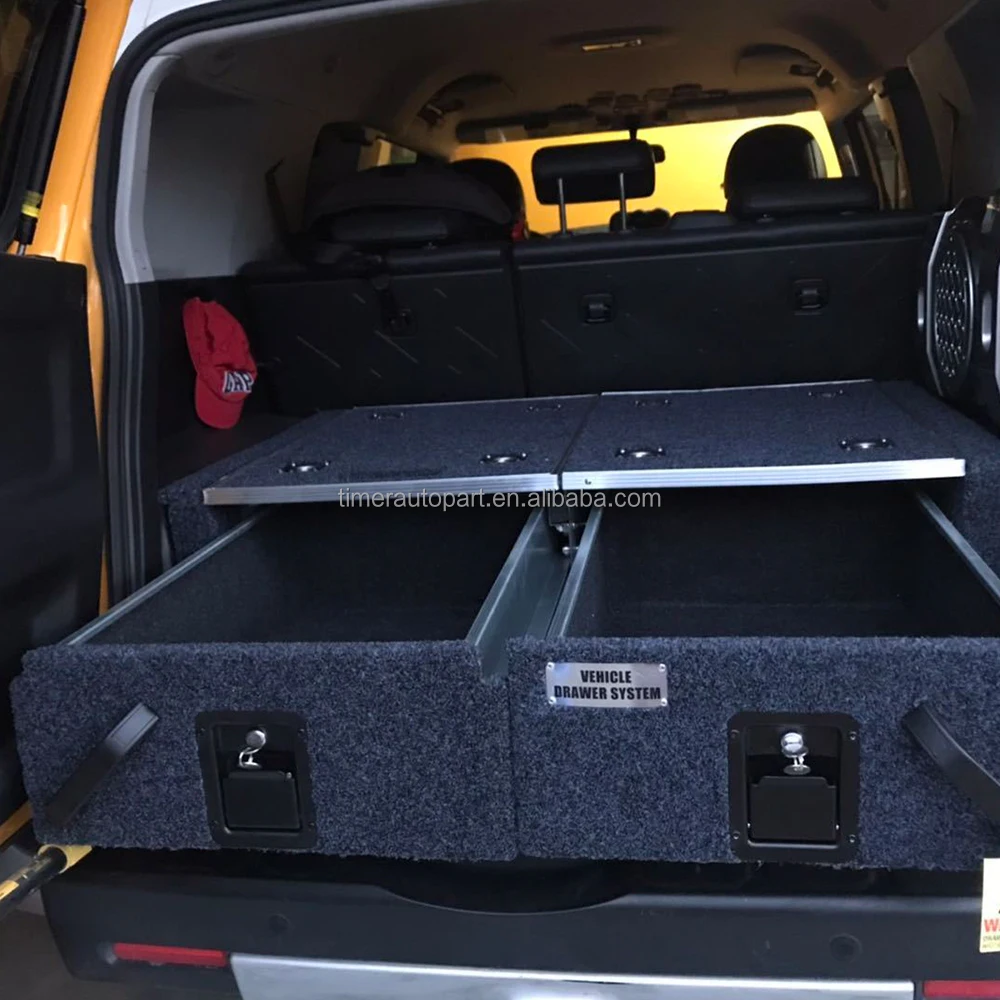 Hot Selling 4Wd Suv Car Metal Storage Case Left Top Slide Out Drawers Camper Rear Cargo Drawer System Wrangler Cruiser FJ 2011+