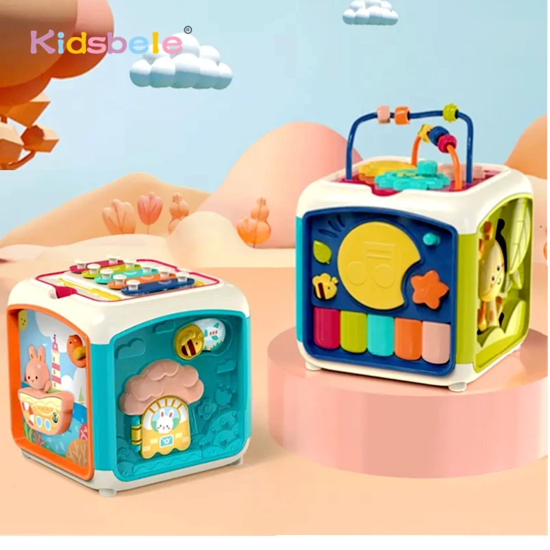 Activity Cube Toy With Light For Baby 7 in 1 Multi-Function Play Keyboard Drum Toy Musical Educational Gift For Toddlers