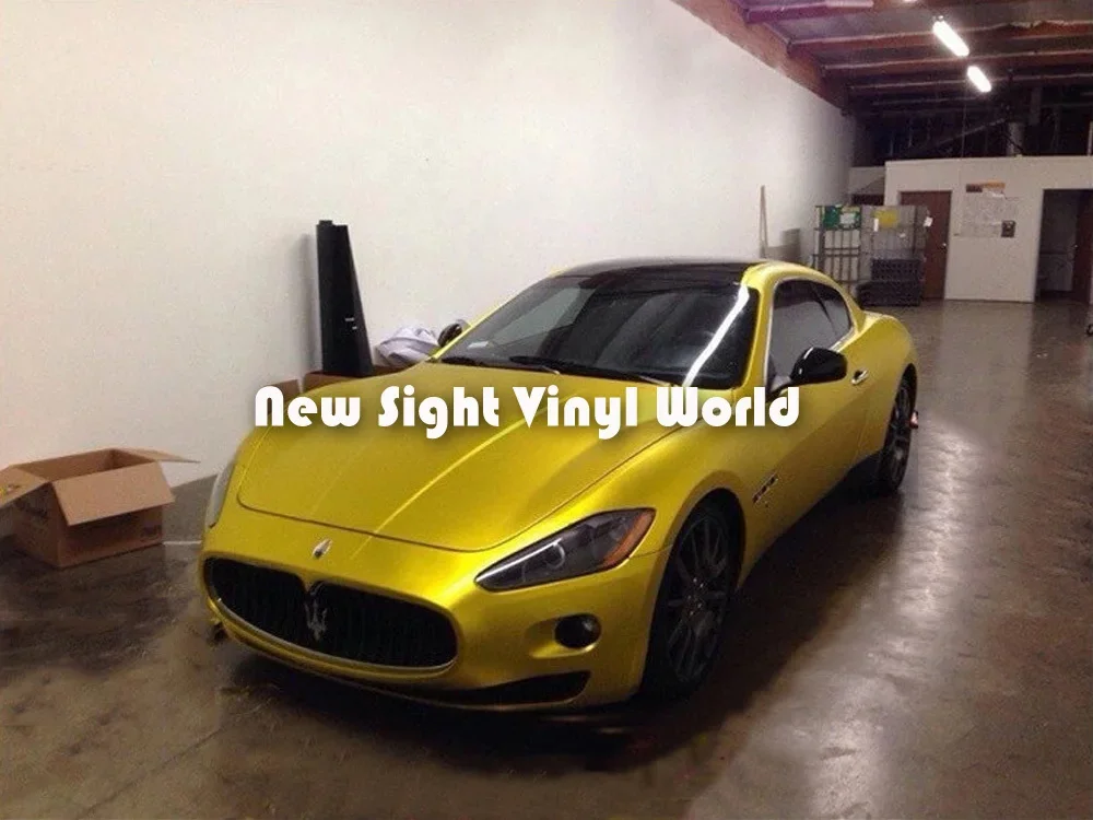 

High Quality Matte Gold Satin Metallic Vinyl Gold Matte Satin Metal Film Air Free Car Wraps