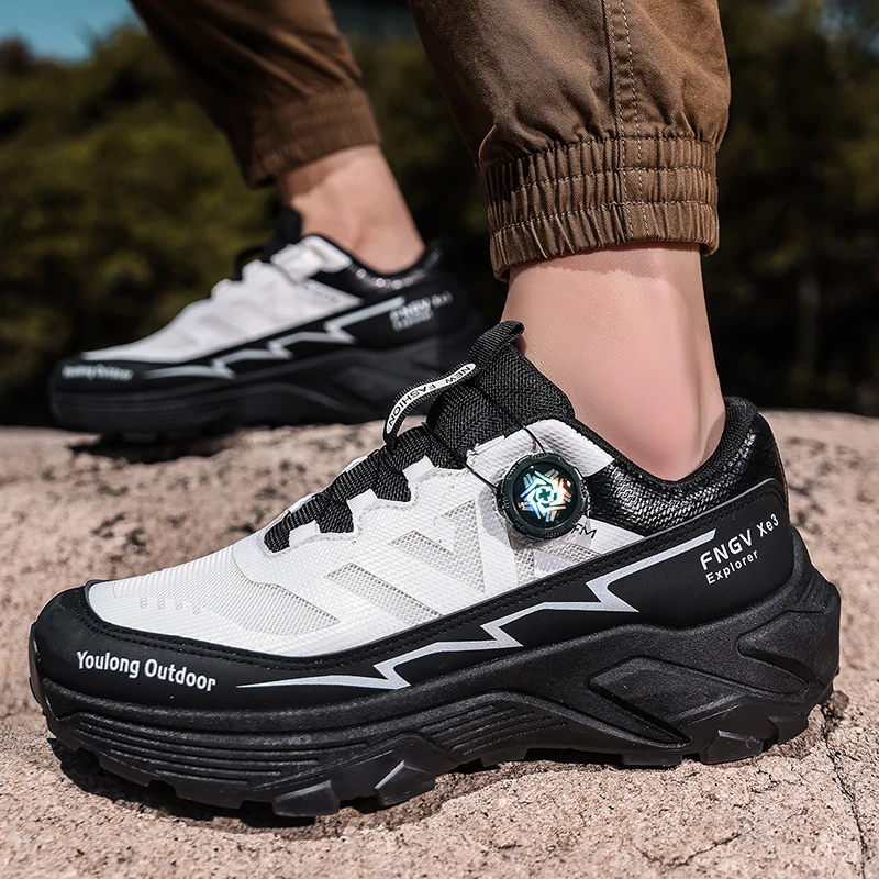 Men's Hiking Shoes, Lightweight Outdoor Travel Hiking Shoes, Breathable Mesh Sneakers, Casual Walking Shoes, Rotating Buckle Design, Non-Slip and Wear-Resistant Trail Shoes, Suitable for Mountaineerin image 3