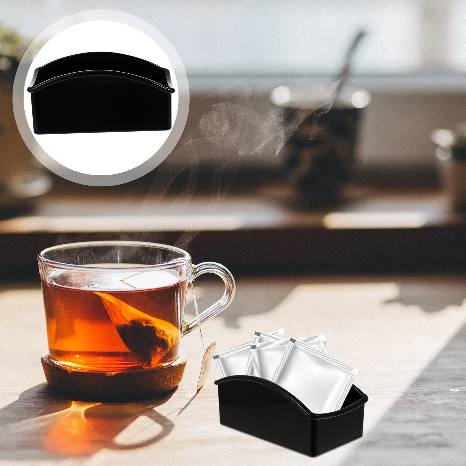 Modern Acrylic Tea Bag Box Organizer Compact Storage Case for Tea Bags Coffee Packets Sugar Sachets Living Room Bedroom Kitchen
