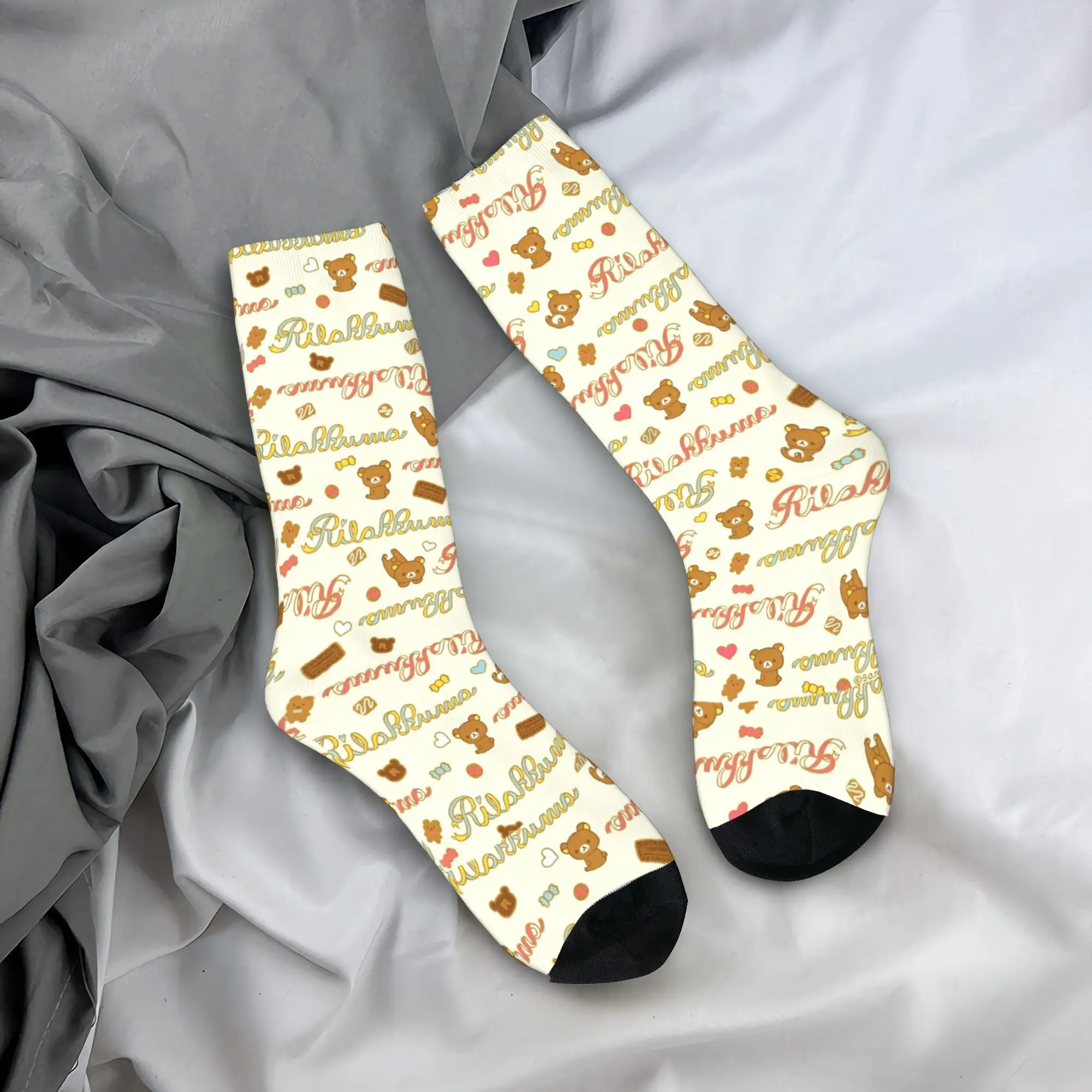 

Носки Rilakkuma Cartoo на заказ, забавные чулки, мужские качественные спортивные носки на открытом воздухе, осенние противоскользящие носки с графическим рисунком