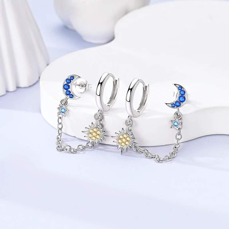 925 Silver Earings Original Evil Blue Eyes Sun Star Eiffel Tower Dog Paw for Women Gift Anniversary Party Silver Fashion Jewelry