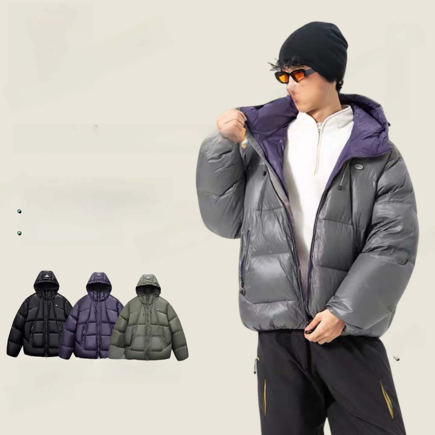 

Уличная водонепроницаемая куртка с капюшоном из 90% белого пуха для мужчин и женщин, износостойкая верхняя одежда в повседневном корейском стиле