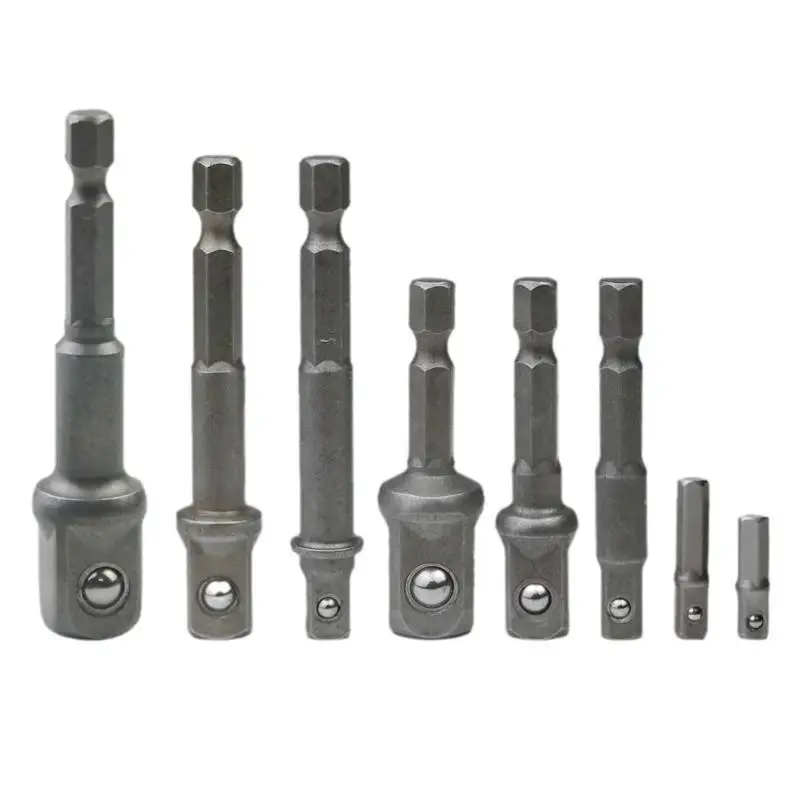 8/9Pcs Impact Socket Adapter Set, 1/4 3/8 1/2 Hex Shank Square Nut Driver Extension Bit Set For Power Drill Impact Driver Tool