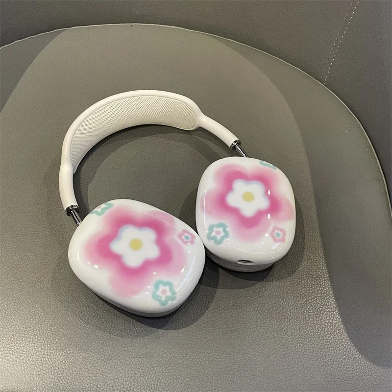 Cute Dyeing Flowers Airpods Max Headphones Case Cover Customized Airpods Cases Cute Headphones Pink Accessories Decoration