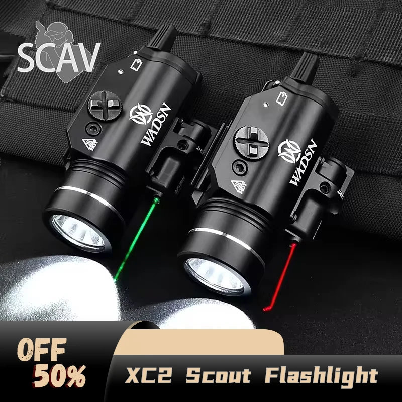 

Wadsn Surefir XC2 Scout Flashlight Red Green Laser Sight For Pistol Torch Airsoft Glock G17 18C 19 Fit 20mm Rail