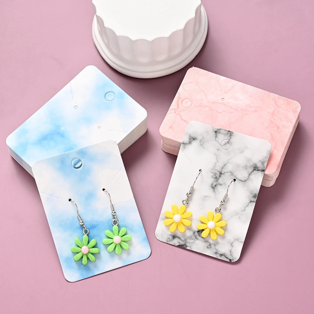 200 Stück Ohrring-Displaykarten-Set, Marmor-Design, Papierkartenanhänger mit transparentem OPP-Beutel, geeignet für die Aufbewahrung von Ohrringen und Schmuck. – Detail 1
