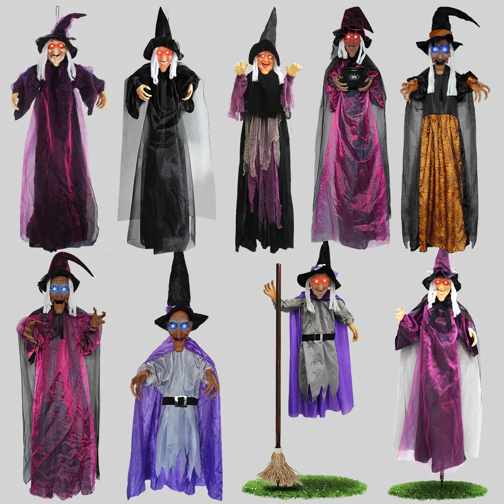 Witch Series Voice Activated Glow Screaming Room Escape Horror Hanging Witch Halloween Haunted House Set Props