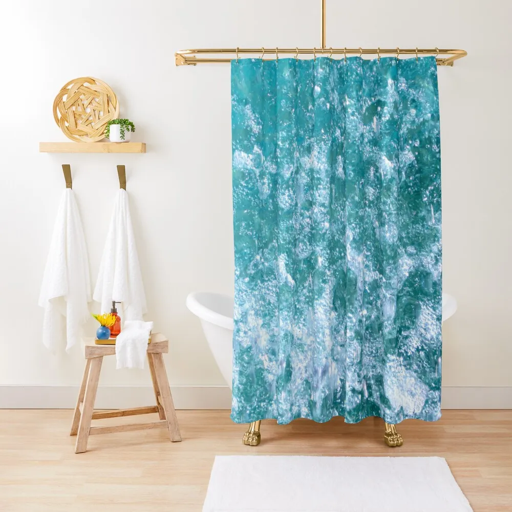 

turquoise blue sea, ocean, waves, water Shower Curtain Bathroom Deco Waterproof Bath And Anti-Mold Curtain