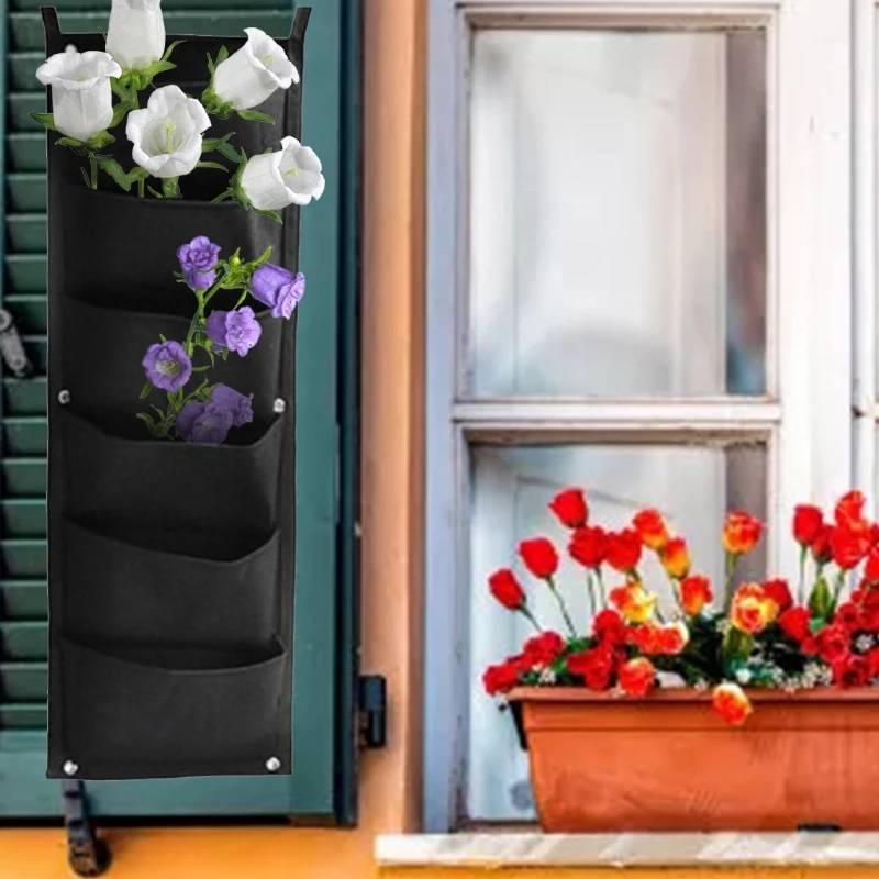 

Vertical Hanging Garden Planter with 6 Pockets Waterproof Wall Mount Flower Pot Grow Bag Container Indoor Outdoor Use