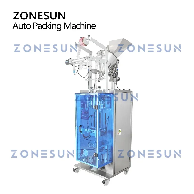 Zonesun máquina de enchimento e selagem de pó ZS-PL240P1 embalagem de saquinho com codificador de data café leite chá pacote produção de farinha matcha