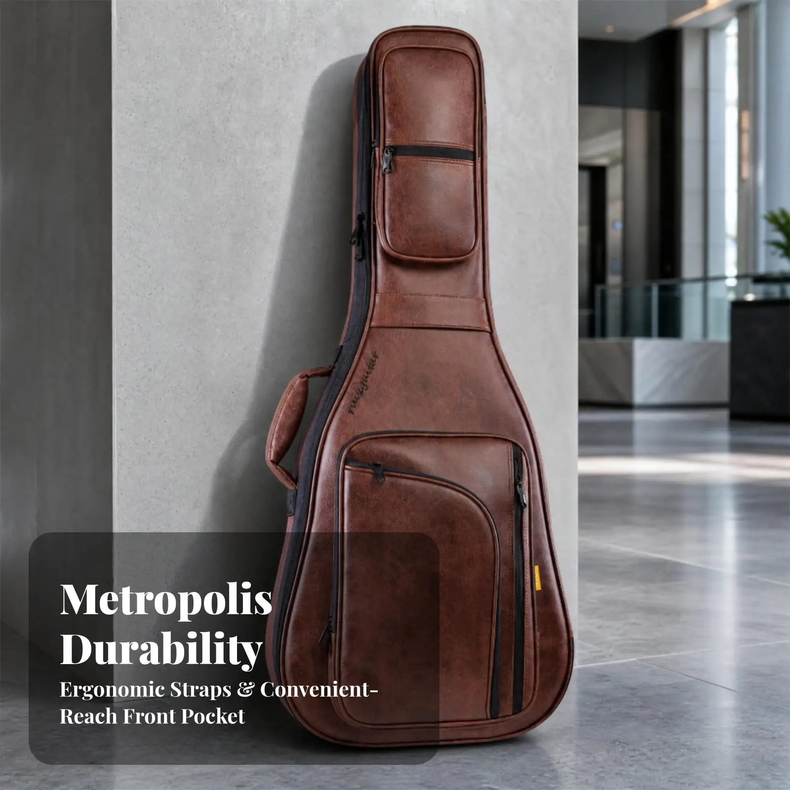 Mocha Brown Padded Guitar Gig Bag for 40 41 Inch Acoustic Electric Guitar Waterproof Oxford Case