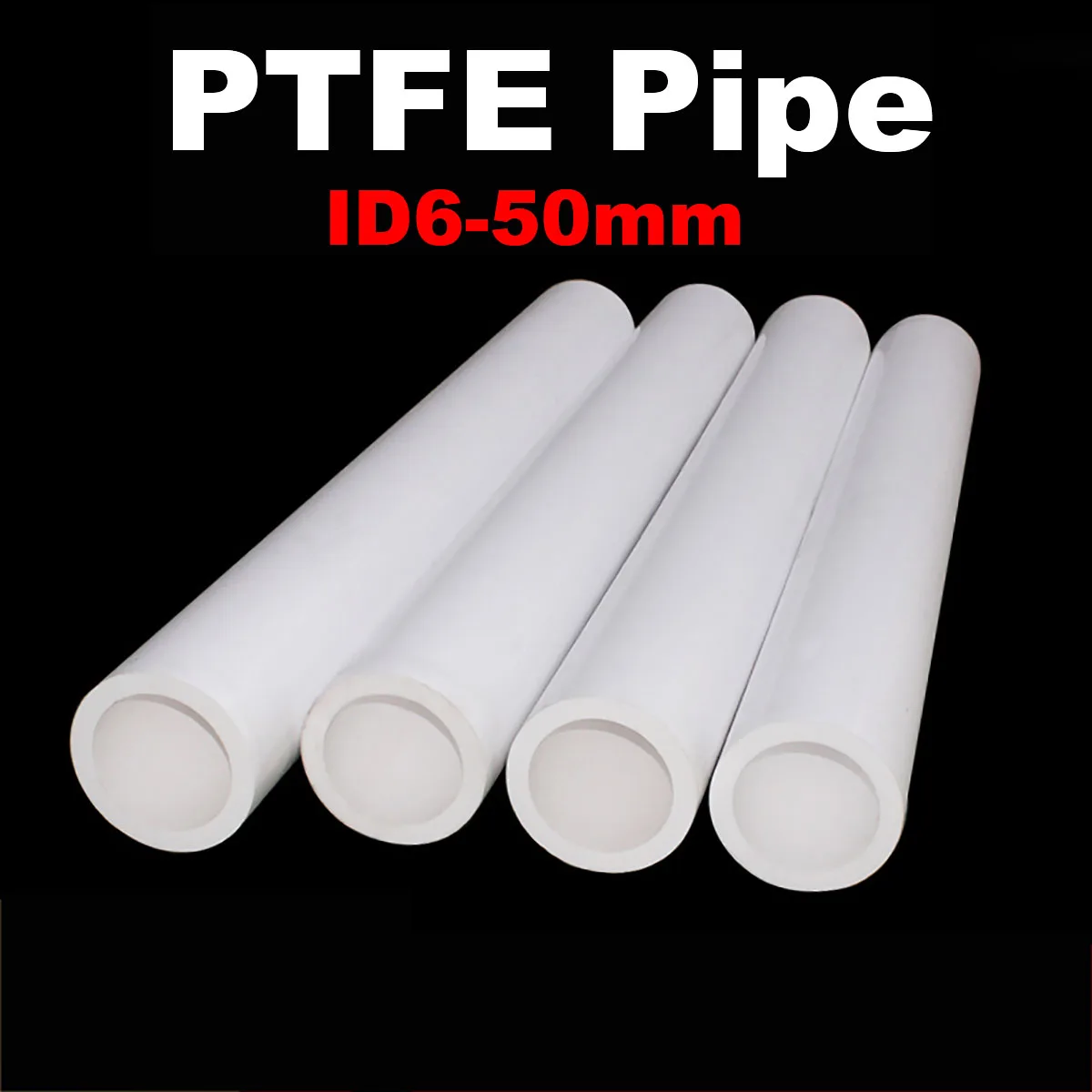 500mm White PTFE Tube ID 6/8/10/12/13/14/15/16/17/18/20/2526/30-50mm Hollow Rod Environment-friendly Non-toxic DIY OD 15-65mm