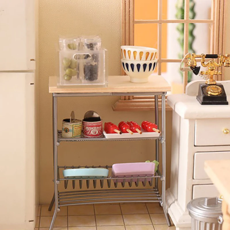 Única ou Três Camadas De Armazenamento Prateleira, Mini Doll House Modelo de Móveis, Simulação Acessórios para Móveis, 1/12 Dollhouse, 1Pc