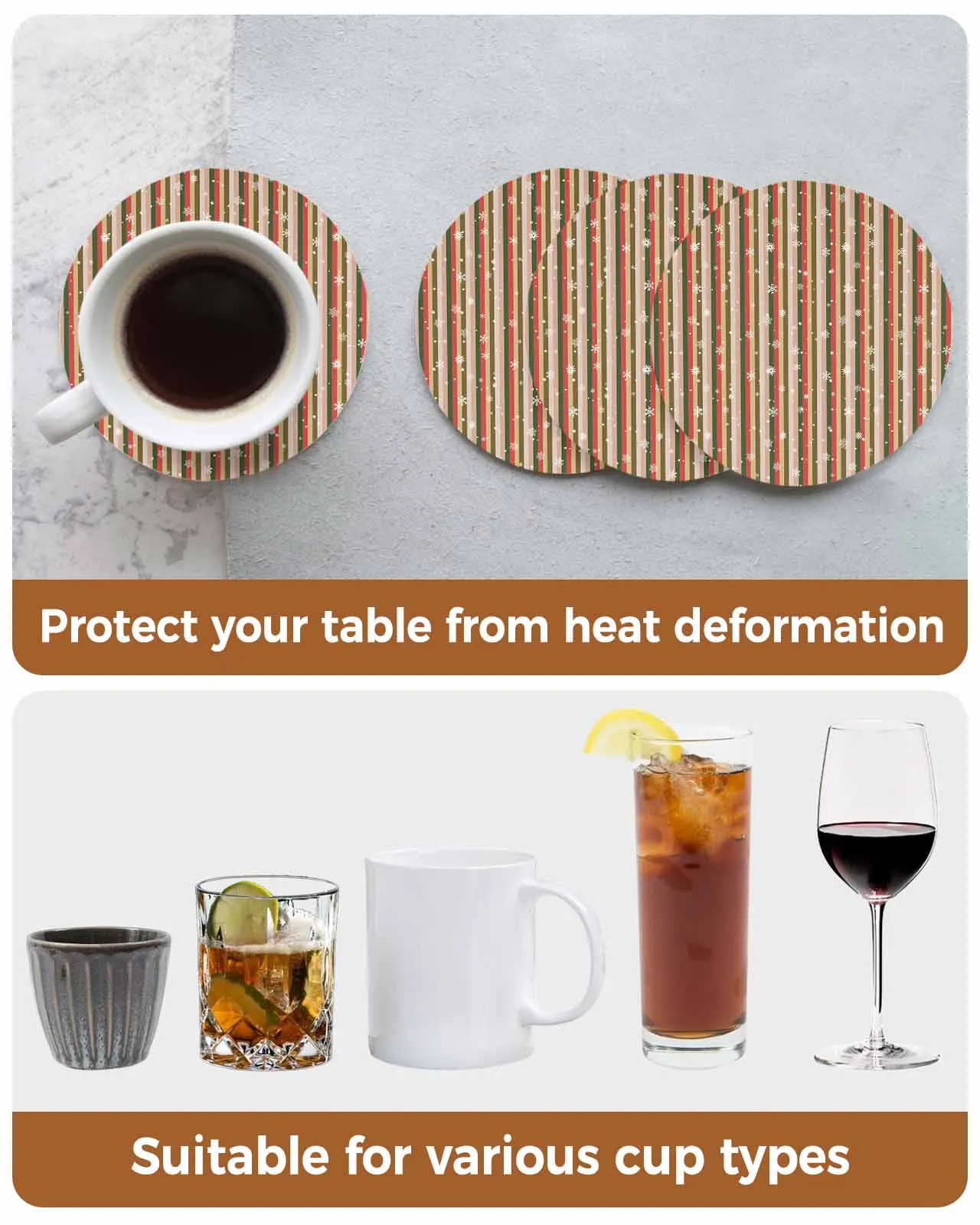 Line Snowflake Dot Round Coaster Coffee Table Mats Kitchen Accessories Absorbent Ceramic Coasters