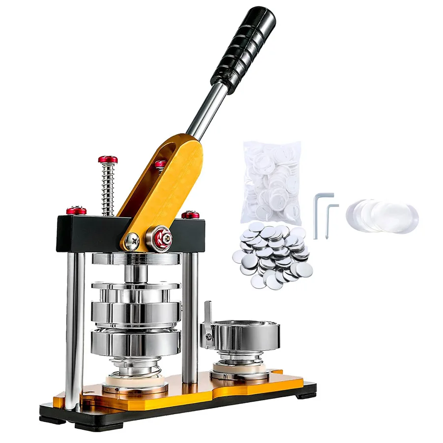 Semi-Automatic 58mm Button Maker Machine Pin Badge press machine with pin back button material 100set