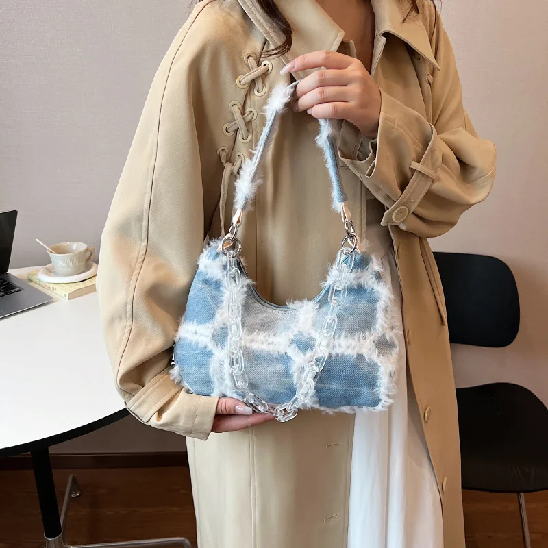

Quality Canvas Ladies Handbags Travel Bags Casual Denim Women Crossbody Bag Double Zipper Female Shoulder Bag Blue Bolsa