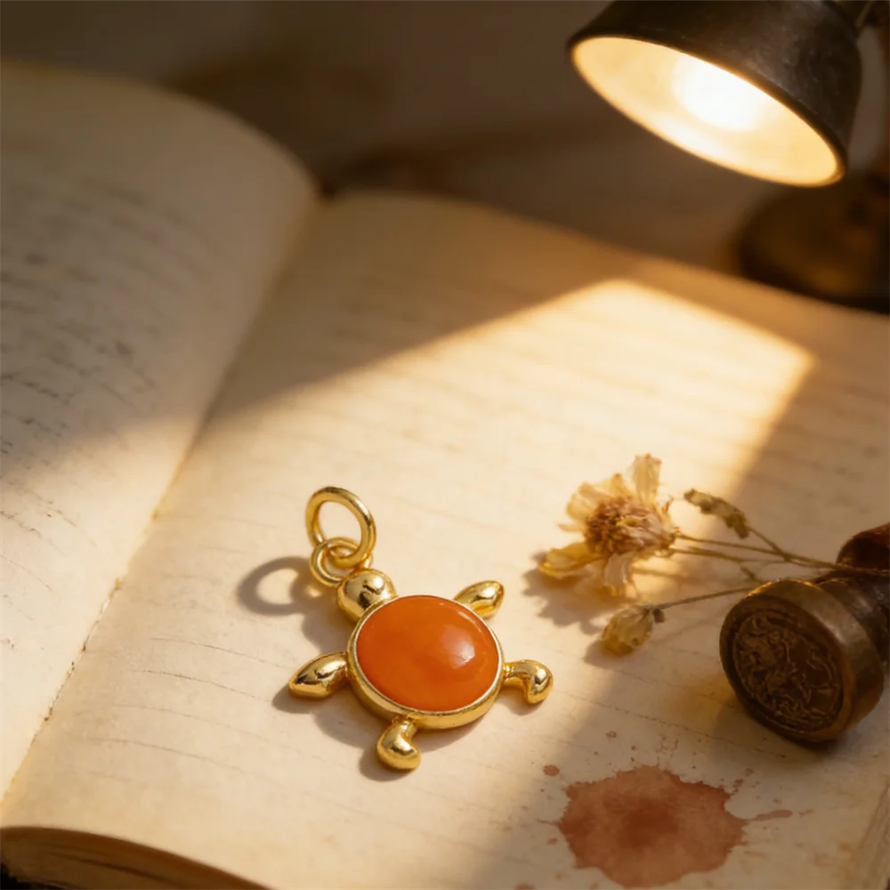 

4Pcs Pendants Brass Cubic Zircon Enamel Turtle Charms for DIY Jewelry Necklace Bracelet Making Fashion Cartoon Style Accessories