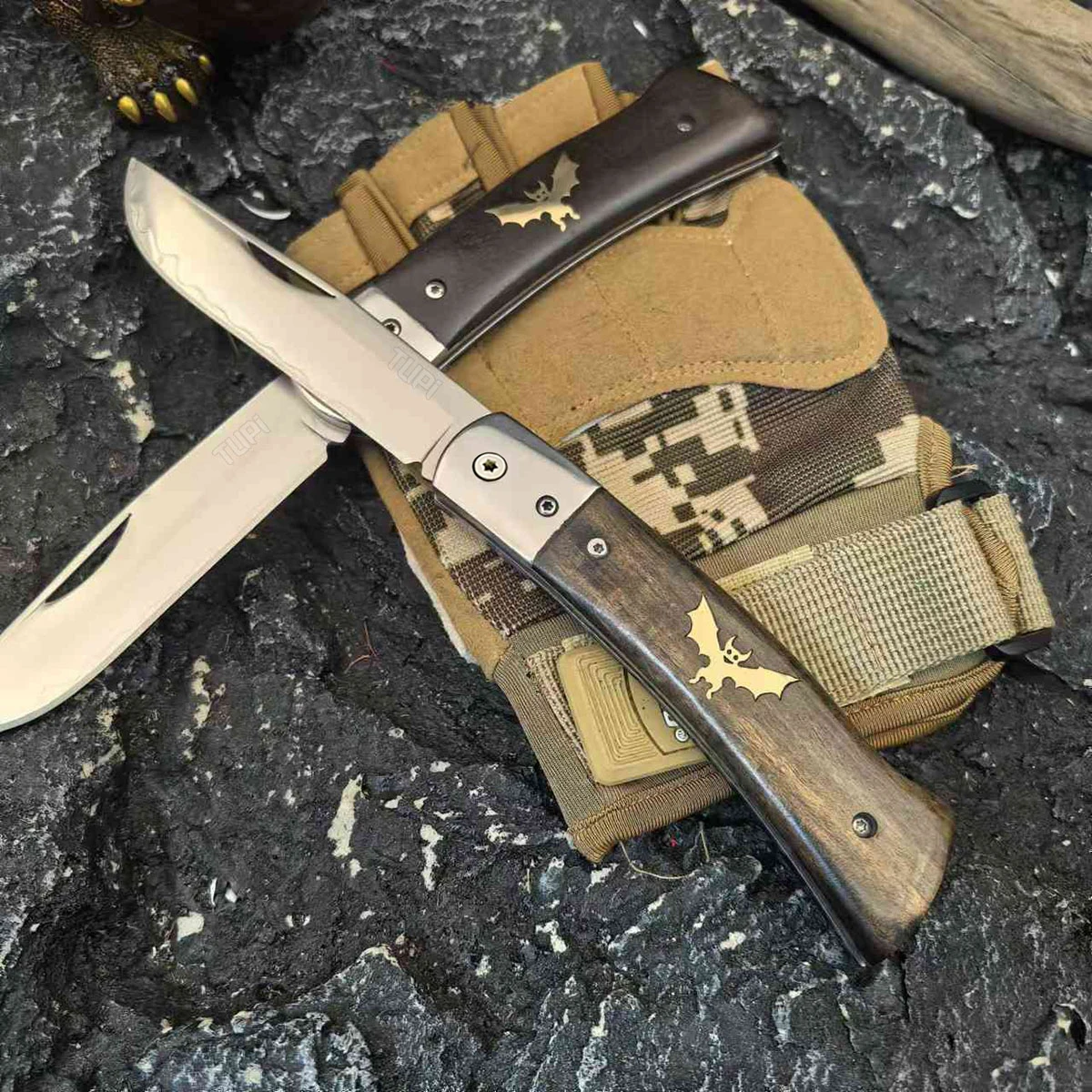 Cuchillo plegable Finka opinel, herramienta portátil para pelar, acampar y uso diario, pequeño cuchillo multiusos