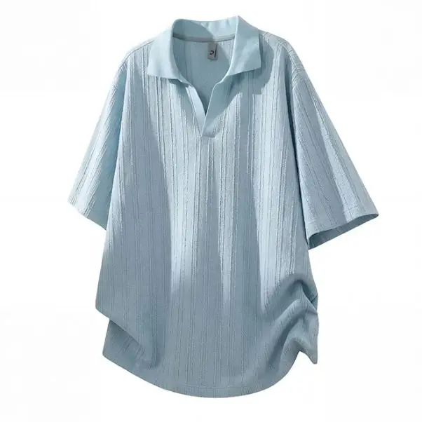 Summer Men's Solid Color Short Sleeve Polo Casual Loose Lapel T-Shirt Daily Basic Comfort Fit Holiday Top Mens Clothing