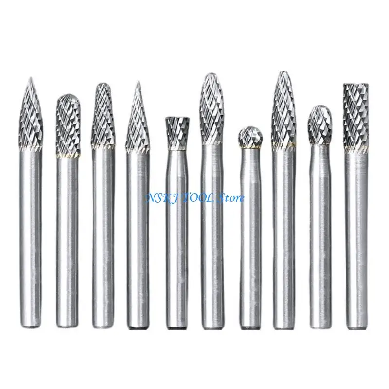 

L8RC 10Pcs Burrs Set Grinder Bits Rotary Burr Set for Wood Carving Metal Working Polishing Engraving
