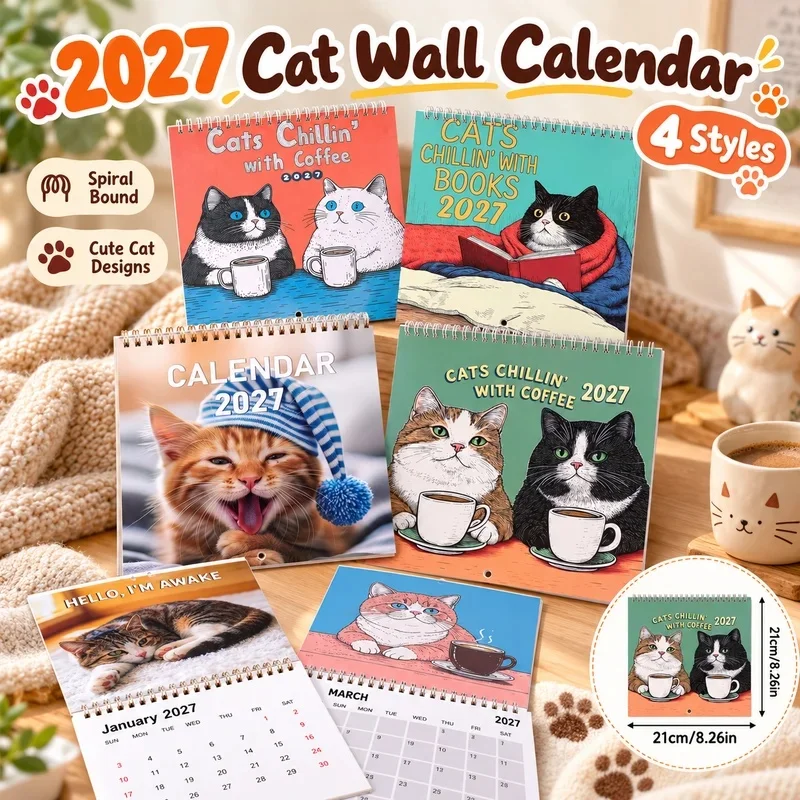 2027 Spiral-bound Weekly And Monthly Planner Calendar, With Optional Cute Animal Covers, Perfect For Work And Study Planning