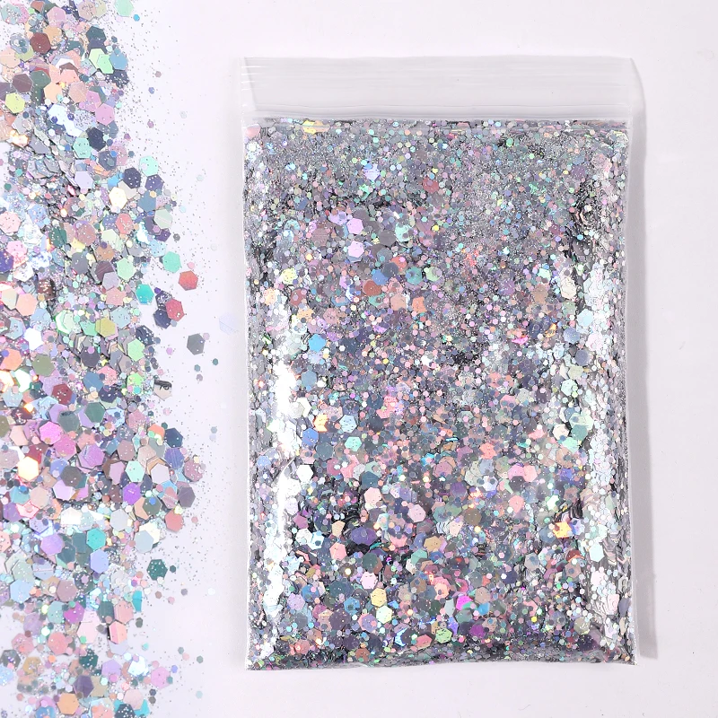 

Holographic Sequins for Nail 50g Mixed Reflective Sequins Nails Laser Sparkly Flakes Nail Art Shape Chunky Manicure Decorations