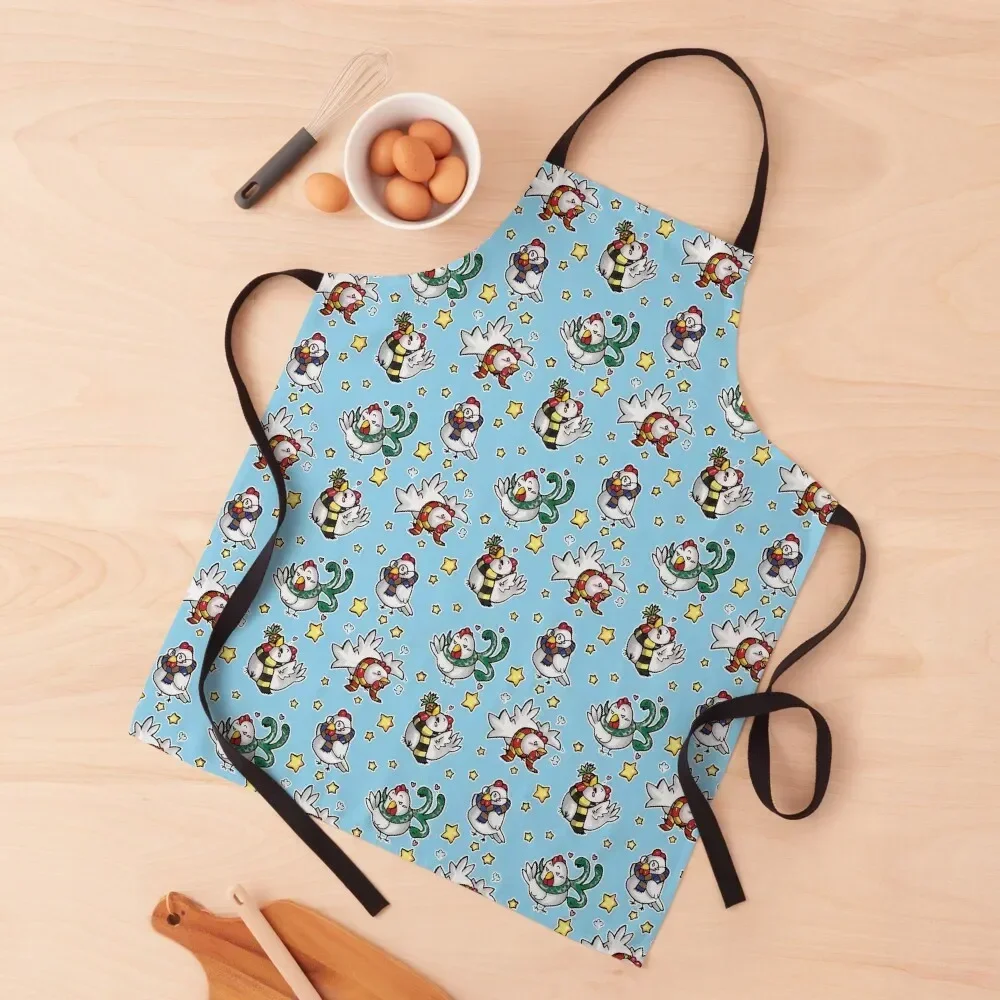 Chickens with scarfs Apron manicurist kitchen girl Apron