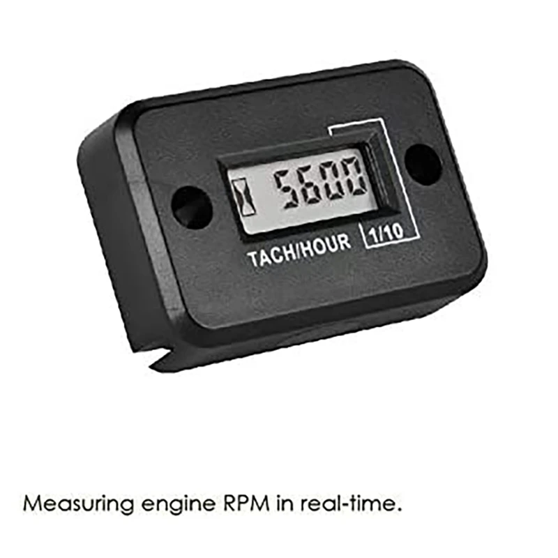 Tach Hour Meter Digital Inductive Tachometer Powerful Measuring Waterproof Design For Gas Engine Generator (2/4 Stroke)