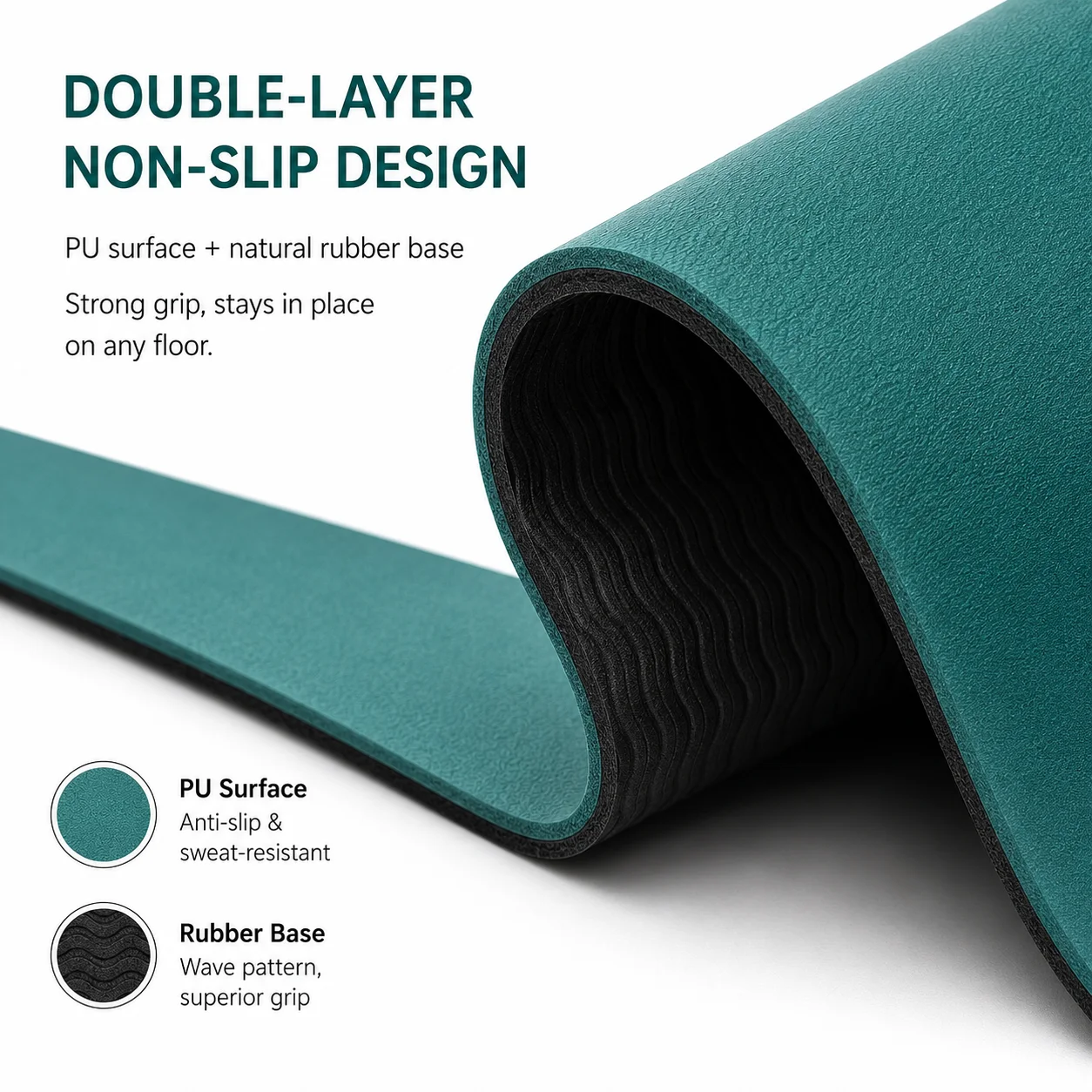 PU Rubber Yoga Mat 1830x680mm 4.5mm Semi Circular End High Grip Non Slip Hot Yoga Pilates Mat  Private Label Supplier