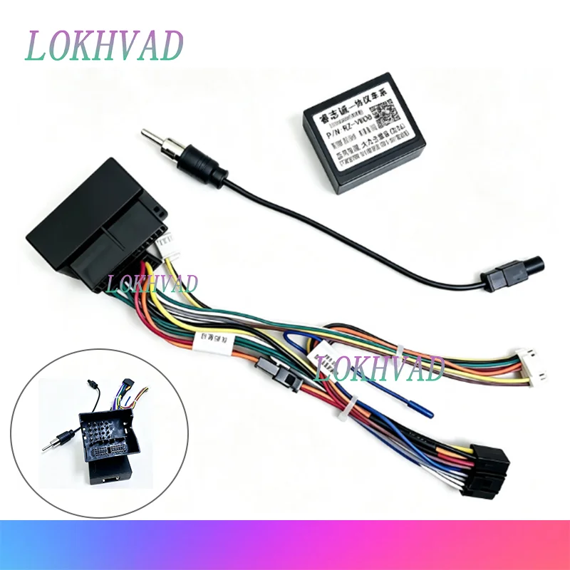 Quadlock Wiring Harness Adapter, CAN Bus Decoder, SWC, Plug & Play, 16Pin Android Radio Cable, for VW PQ35 Golf Jetta Polo Caddy