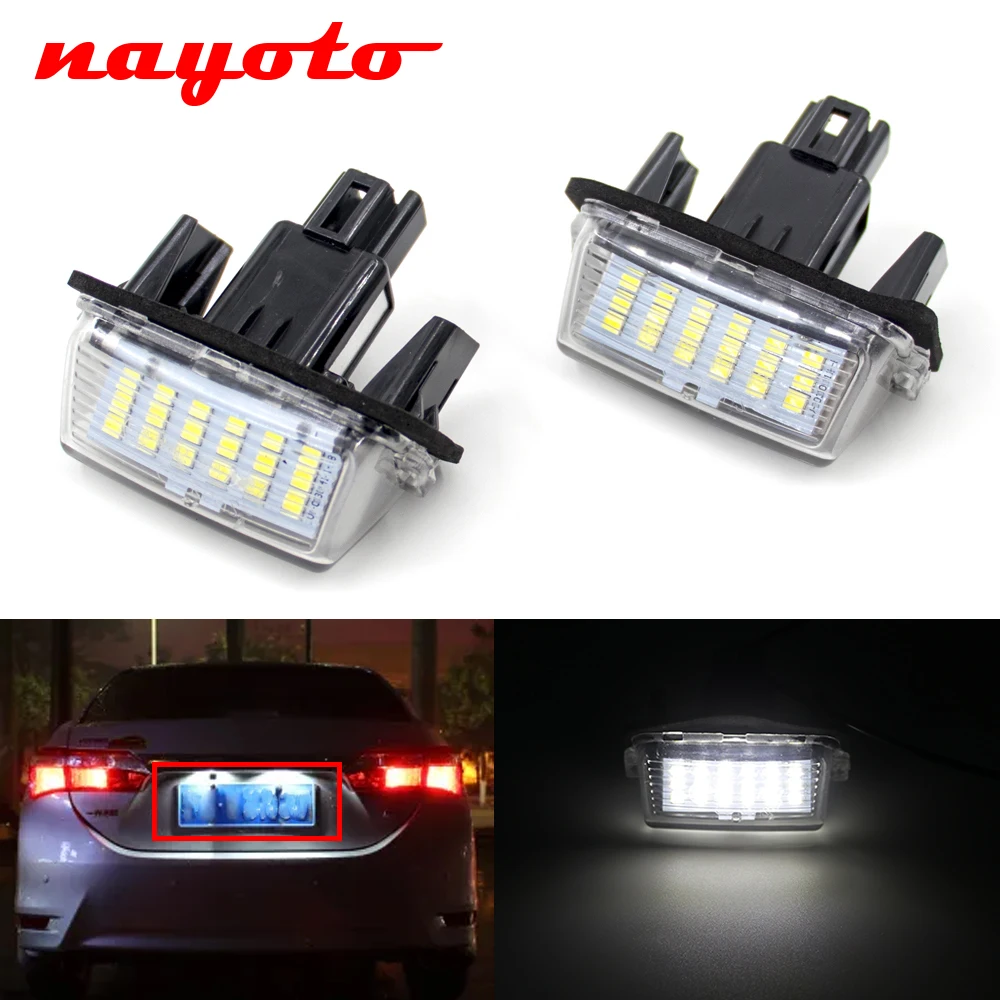 2Pcs LED License Number Plate Light Lamps For Toyota Camry Avalon Auris E18 Vios Esquire Avensis Esquire EZ Noah Proace City SAI