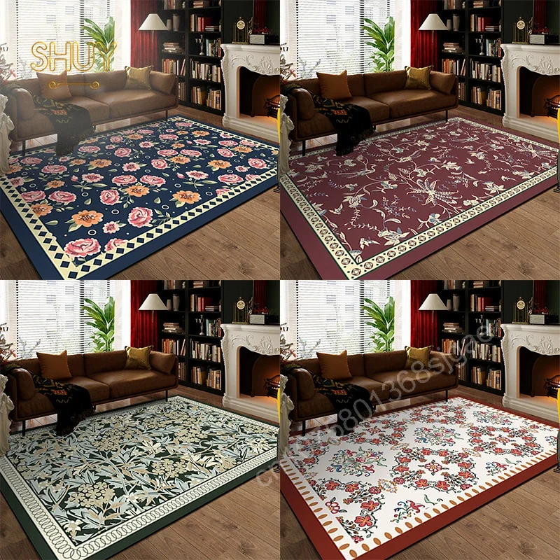

Vintage American Retro Large Area Carpet Living Room Sofa Cafe Floor Mat Retro Home Decoration Lounge Table Decor Non-slip Rugs