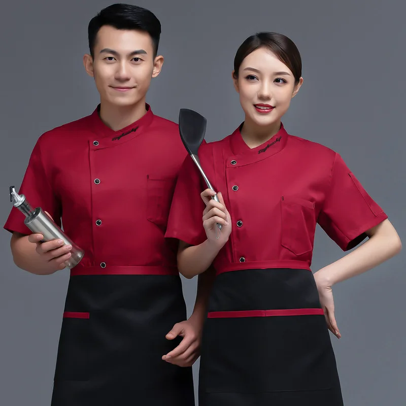 Hotel Chef Uniform Baby Boy and Girl Summer Short Sleeve Thin Breathable Sweat Absorbing White Canteen Kitchen Staff Work Clothe