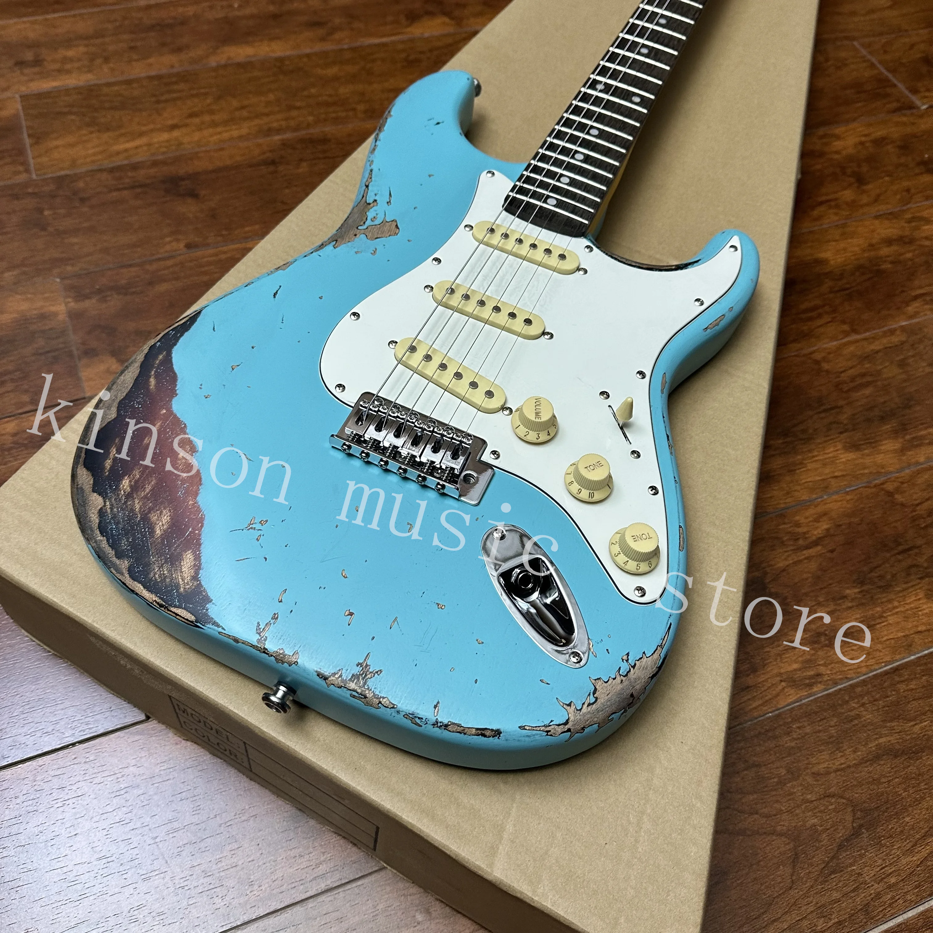 Relic  Electric Guitar Alder Body Maple Neck Hardware blue Color