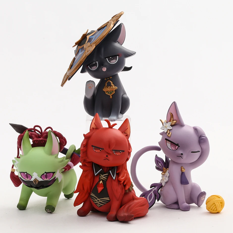 Genshin Impact Cat Style Keqing Diluc Ragnvindr Wanderer Kuki Shinobu Cute PVC Figure Figurine Toy