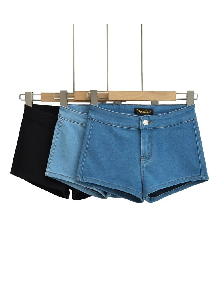 

Low-Waist Spicy American Girl Denim Shorts Women's New 2024 Summer Elastic Tight Fit Butt Shorts Ultra-Short Hot Pants