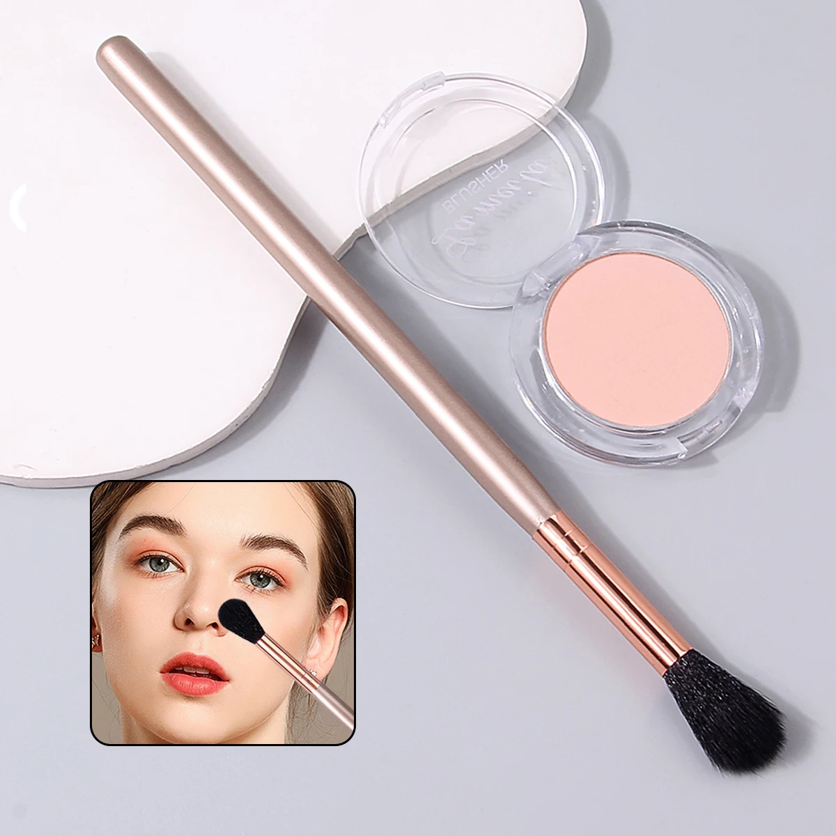 Make-upborstel voor beginners, veegborstel, highlightborstel, draagbare gezichtsmake-up, neusschaduwborstel, multifunctioneel make-uphulpmiddel