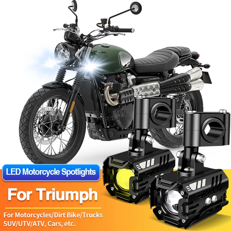 

1/2PCS LED Motorcycles Headlight 2-Color Spotlight Truck ATV for Triumph Street Scrambler/Street Triple/Street Twin/Thruxton RS