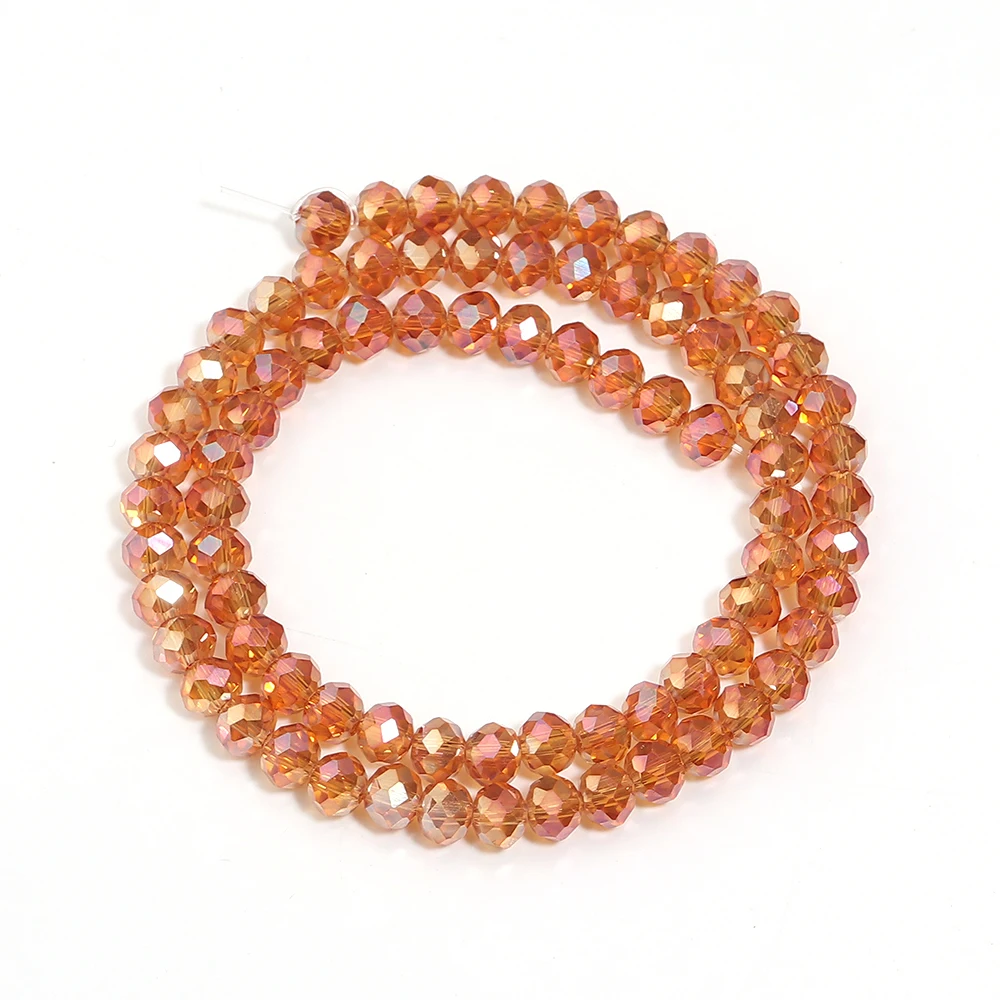 1 Strang 4/6/8 mm facettierte Kristallperlen Orange Rot Rondelle Glas lose Perlen für Schmuckherstellung DIY Armband Halskette Zubehör – Detail 10