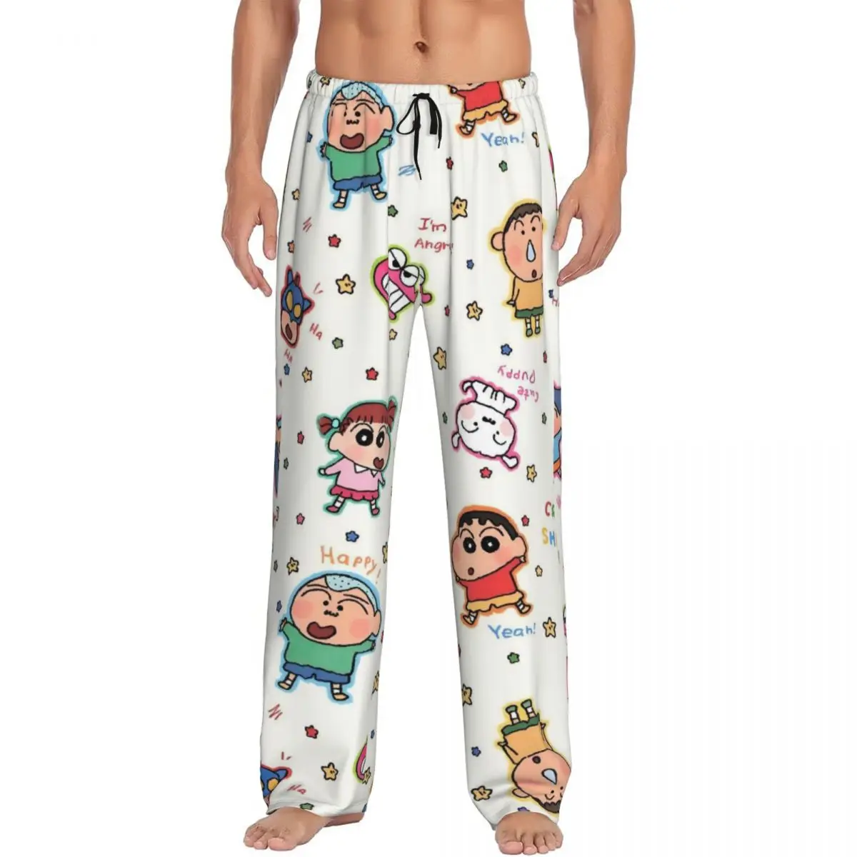 

Custom Crayons Shin-chans Cute Anime Pajama Pants Men's Lounge Sleep Stretch Sleepwear Bottoms with Pockets