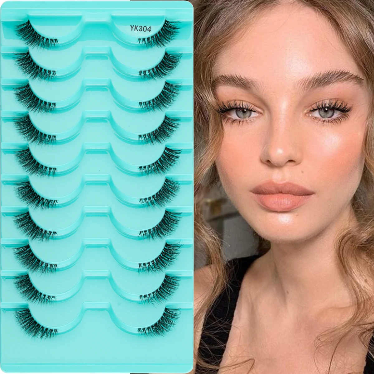 YSDOハーフアイラッシュ3/10ペアソフトナチュラルフェイクミンクまつげつけまつげナチュラルルックショートウィスピークリアバンドフォックスラッシュメイクアップ