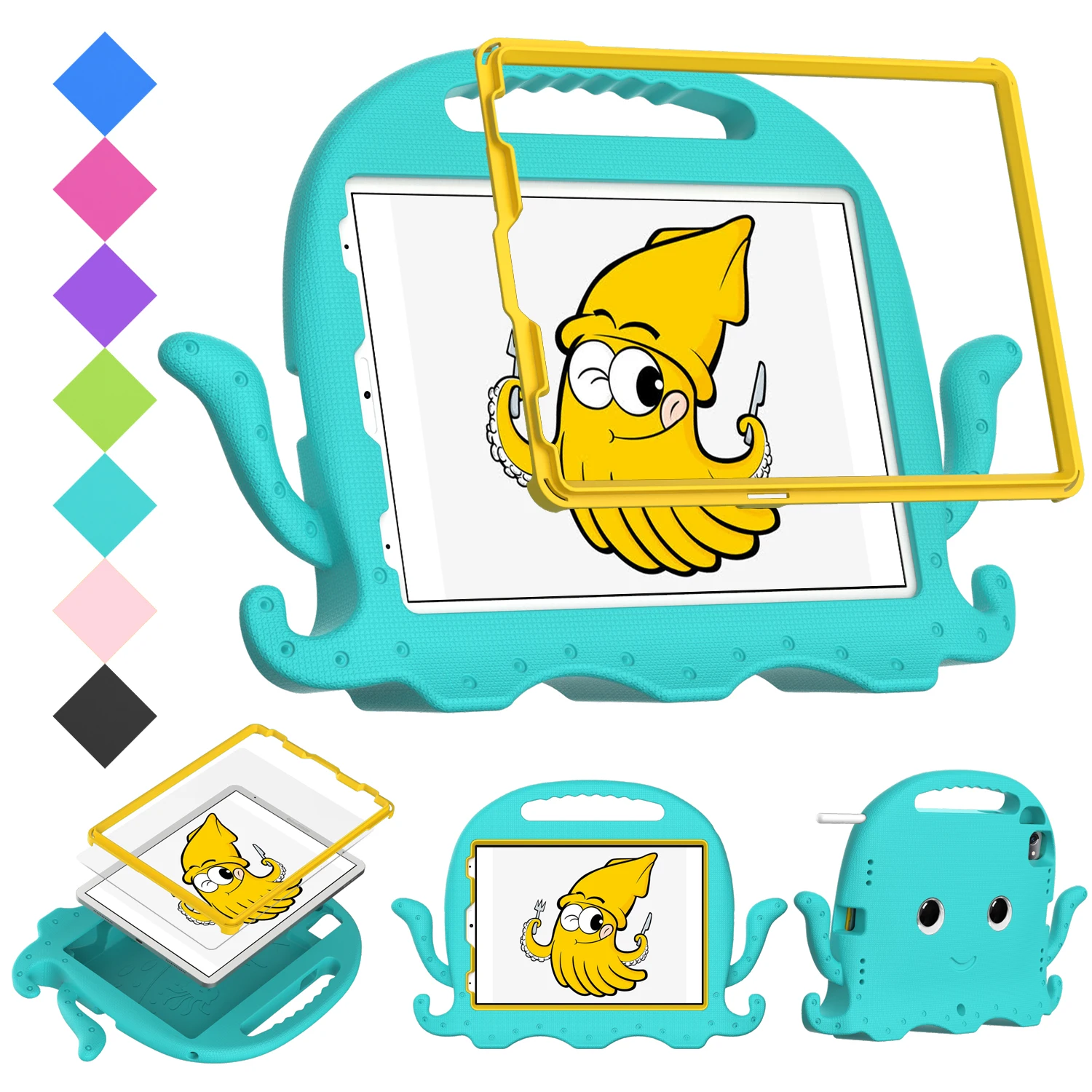 

EVA Case For iPad Air 6 11 2024 Mini 1 2 3 4 5 6 Pro 11'' 2024 Octopus Kids Tablet Cover For iPad 7 8 9 Air 4 5 10.9 With Strap