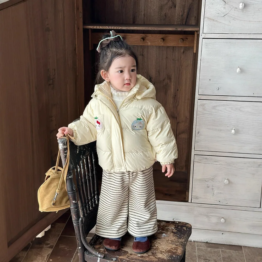 

Anime Hello Kitty Children's Fashion Down Jacket Winter Girls' Cartoon Cute Down Jacket White Duck Down Warm Baby Down Jacket