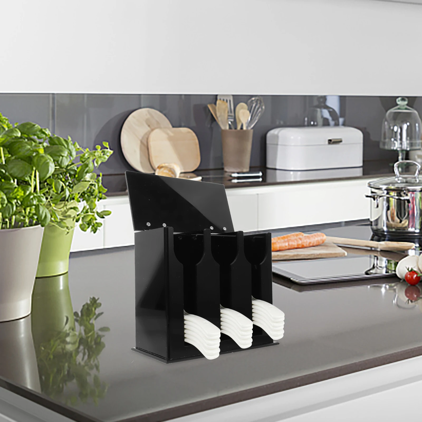 

Spoon Rest Punch-free Rack Cutlery Organizer Easy to Clean Stand Holder for Countertop Acrylic Utensil Kitchen Ladle