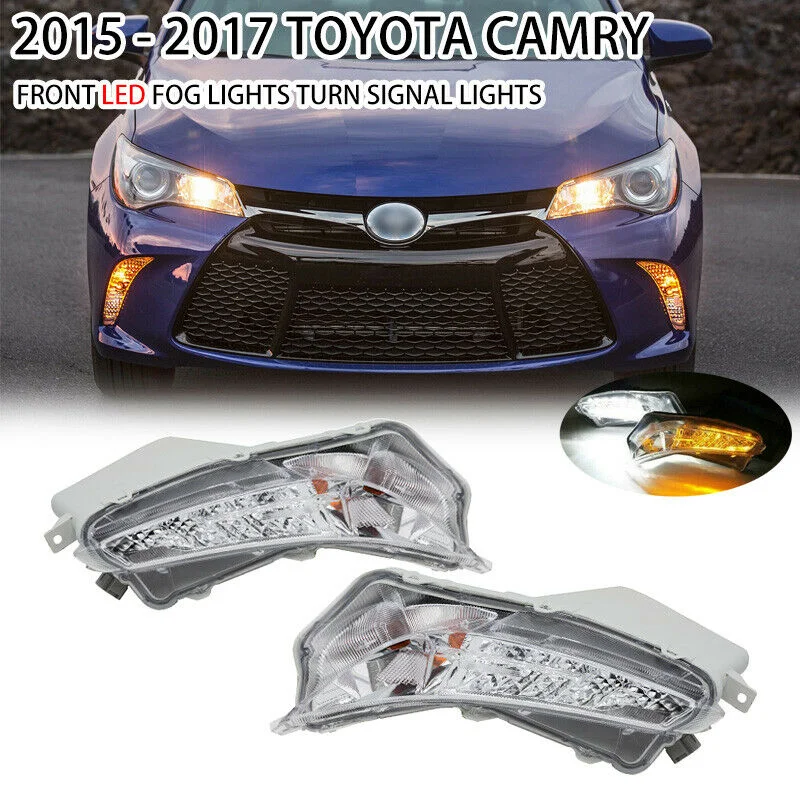

1 Pair Fog Lights with Daytime Running Lights for Toyota Camry XLE XSE 2015 2016 2017, Left and Right Side LED DRL Lamp LH+RH